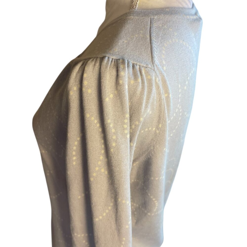 Boden Taupe Button Front Knit Cardigan 10 Polka Dot Abstract Work Preppy Sweater - Picture 4 of 14